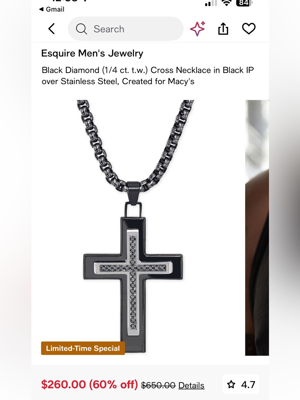 Esquire Diamond Cross Necklace
